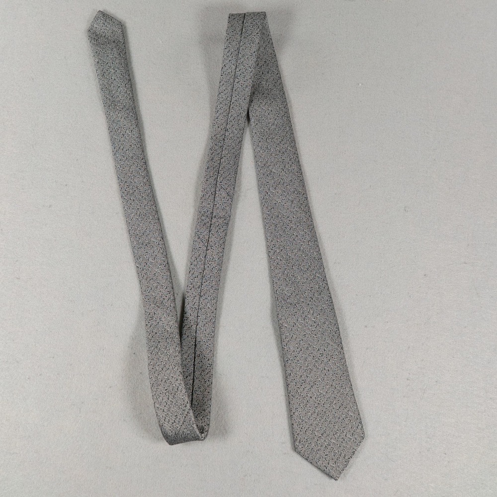 Theory Mens Necktie Slim Handmade Silk Textured Micro Pattern Gray OS